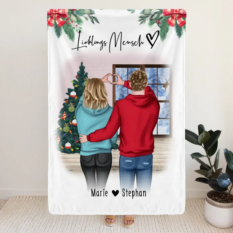 Personalisierte Decke - Paar/Pärchen (stehend) - Weihnachtsdecke