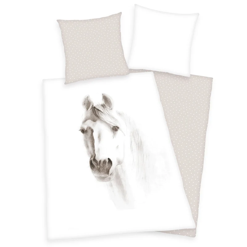 Pferde Bettwäsche mit Namen bestickt 135x200cm