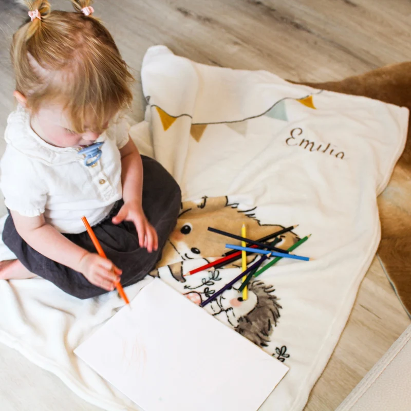 Waldfreunde Babydecke mit Namen bestickt 75x100cm