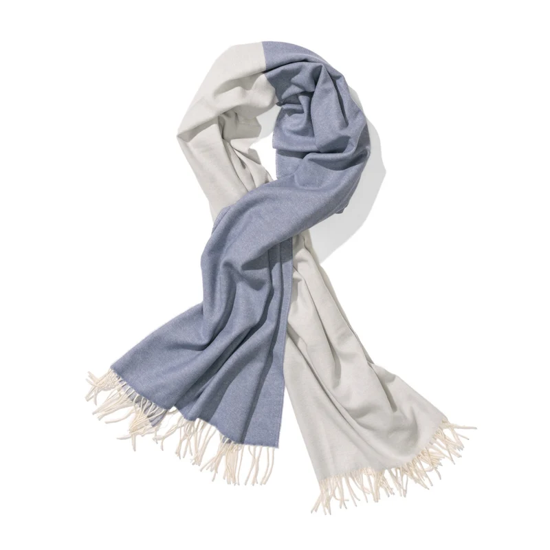 Schal aus Cashmere und Merino "Color-Blocks Blues"