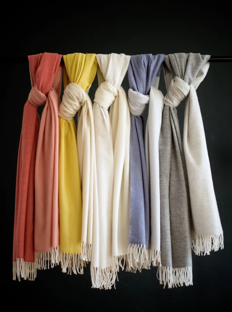 Schal aus Cashmere und Merino "Color-Blocks Blues"