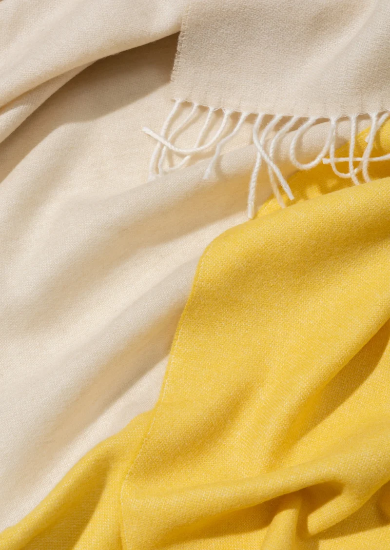 Schal aus Cashmere und Merino "Color-Blocks Yellow-Cream"