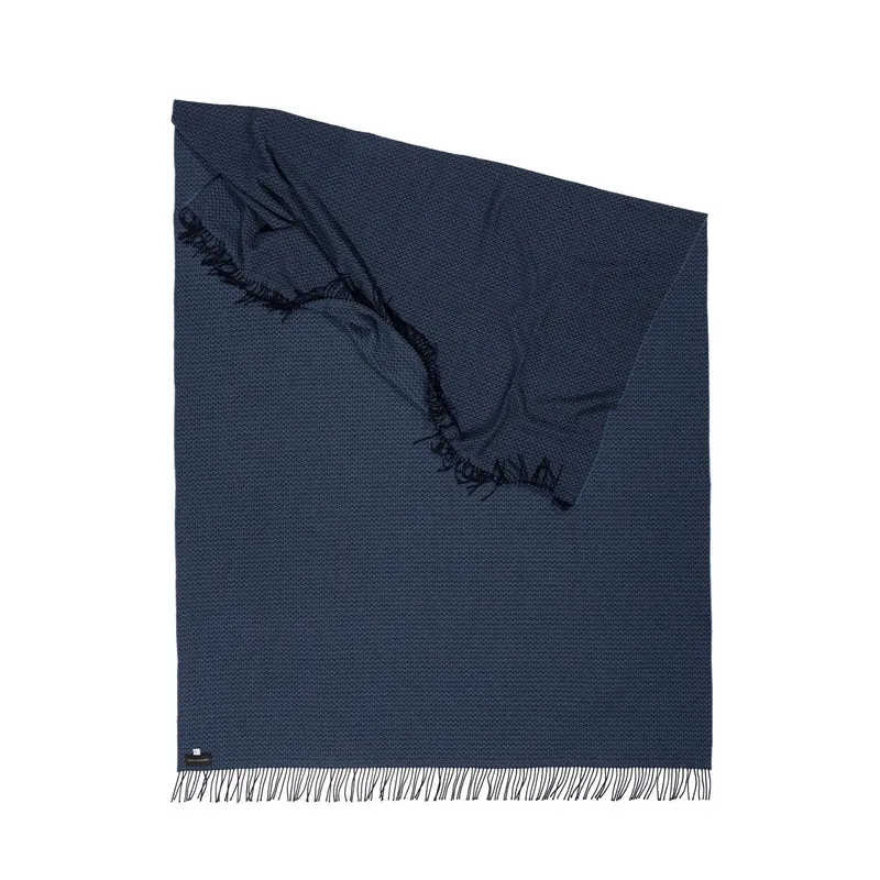 Tagesdecke/Bettüberwurf aus Extra Fine Merino "Zigzag Blues"
