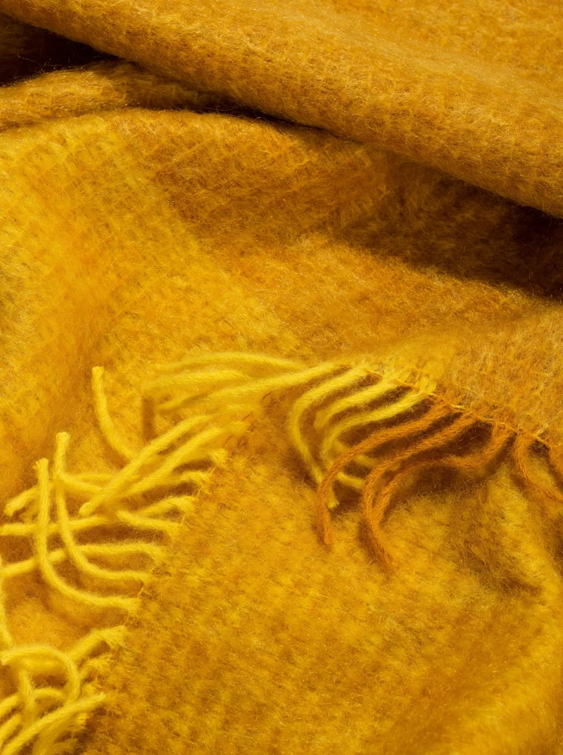 Mohairdecke aus Mohair und Wolle "Gleaming Yellow"