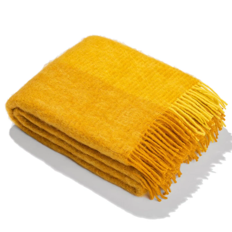 Mohairdecke aus Mohair und Wolle "Gleaming Yellow"