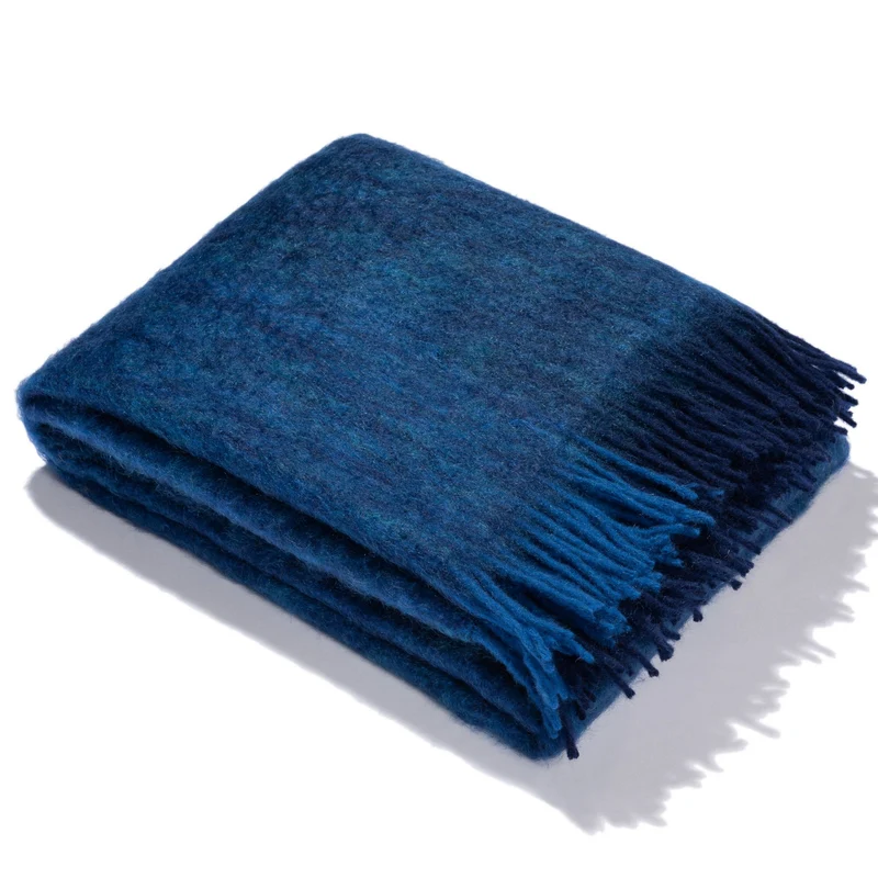 Mohairdecke aus Mohair und Wolle "Sizzling Blue"