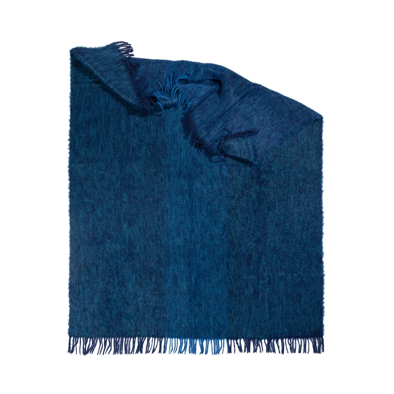Mohairdecke aus Mohair und Wolle "Sizzling Blue"