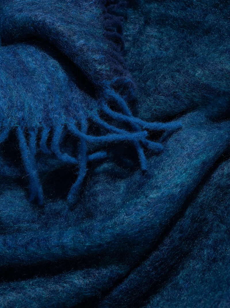Mohairdecke aus Mohair und Wolle "Sizzling Blue"