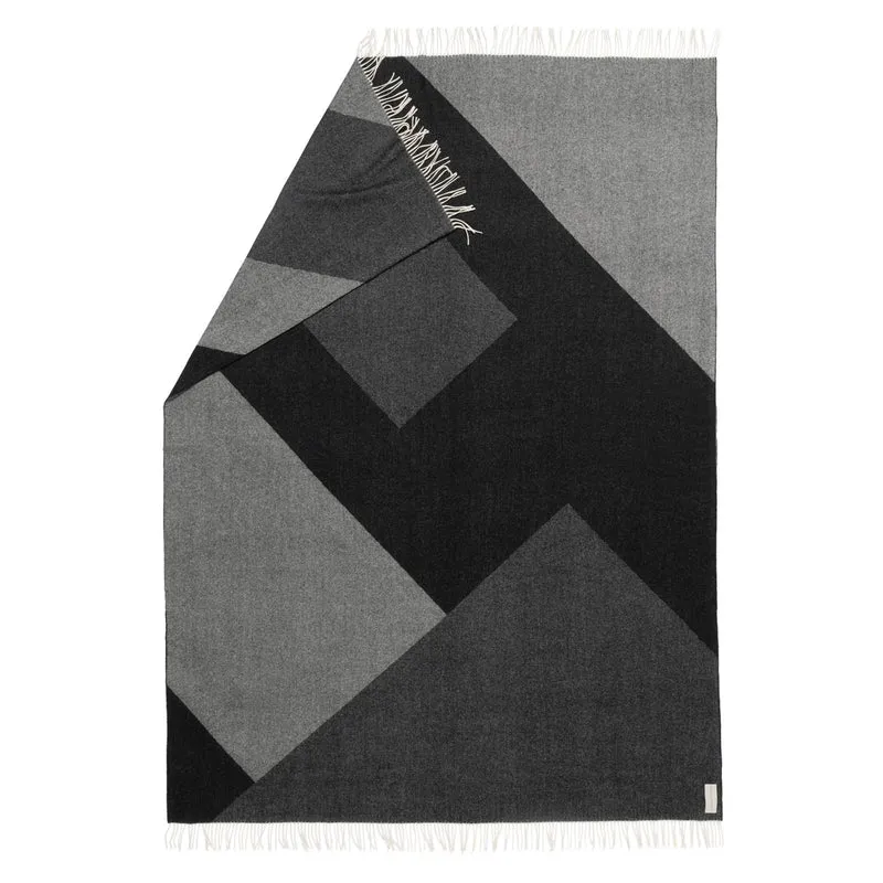 Wolldecke Merino und Cashmere "Geometric Planes x Grey"