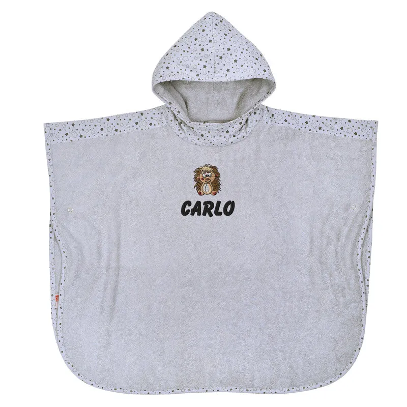 Kinder DUO Badeponcho mit Sterne Motiv und Namen bestickt