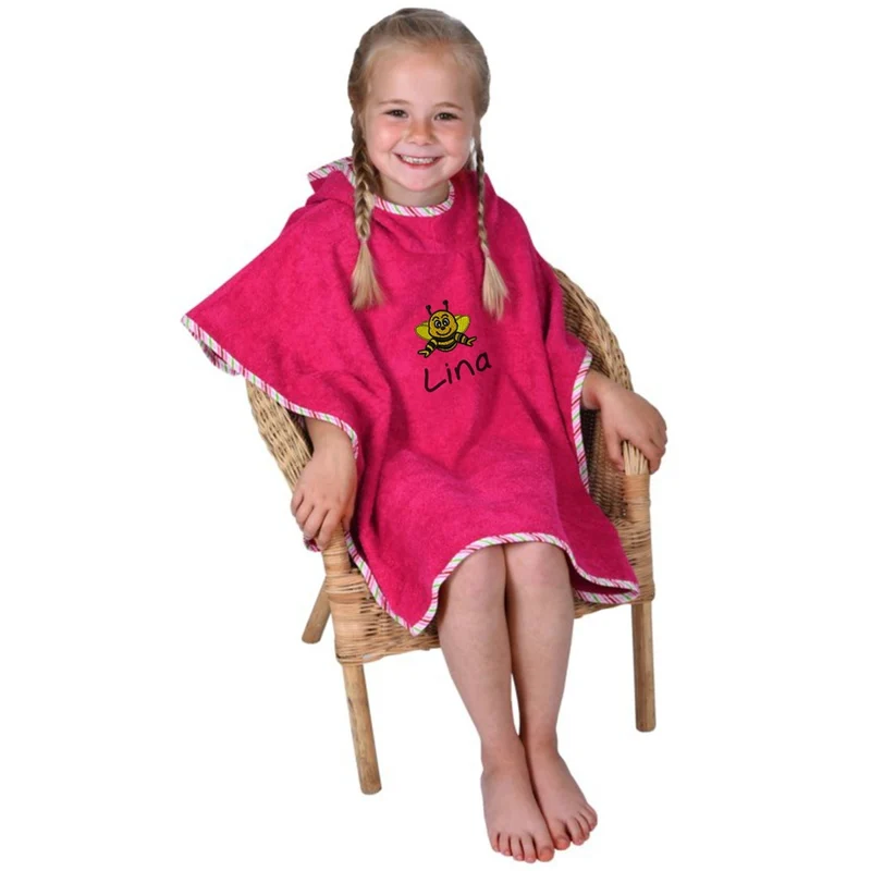 Wolimbo Kinder Badeponcho mit Namen und Motiv beere-orchidee