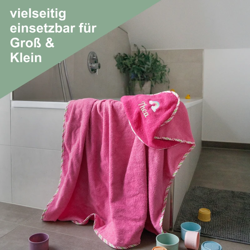 Wolimbo Mädchen Kapuzenhandtuch mit Namen und Motiv