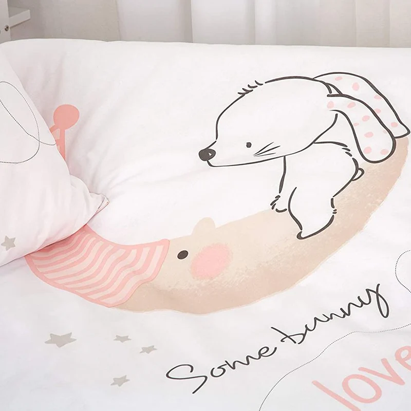 Kleiner Hase Bettwäsche mit Namen für Kinder bestickt 100x135cm
