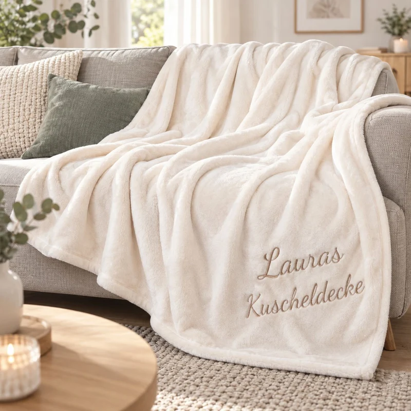 Premium Wohndecke mit Namen