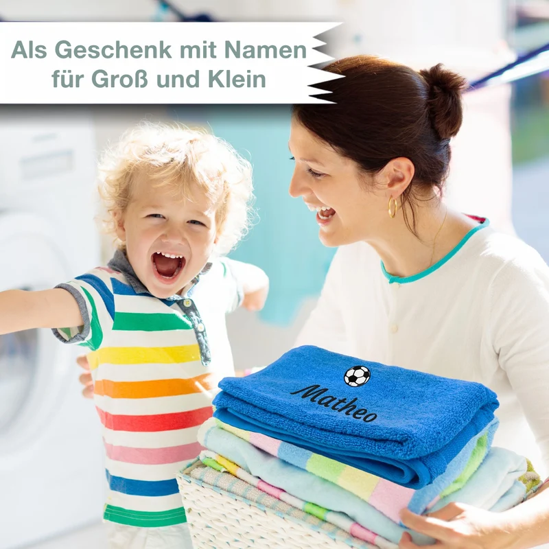 Personalisiertes Kinder Handtuch mit Namen und Motiv bestickt