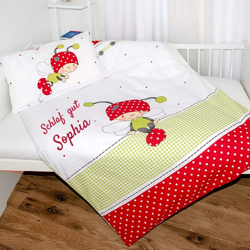 Käfer Bettwäsche mit Namen Schmetterling Motiv 100x135cm