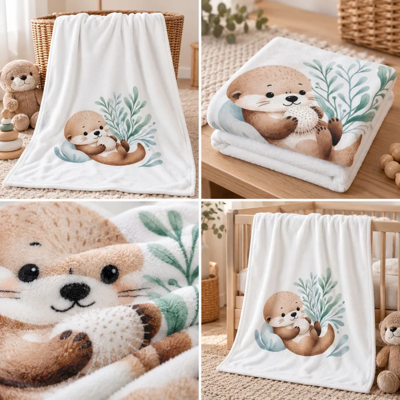 Babydecke mit Namen bestickt Motiv Schnuffel Otter 75x100cm