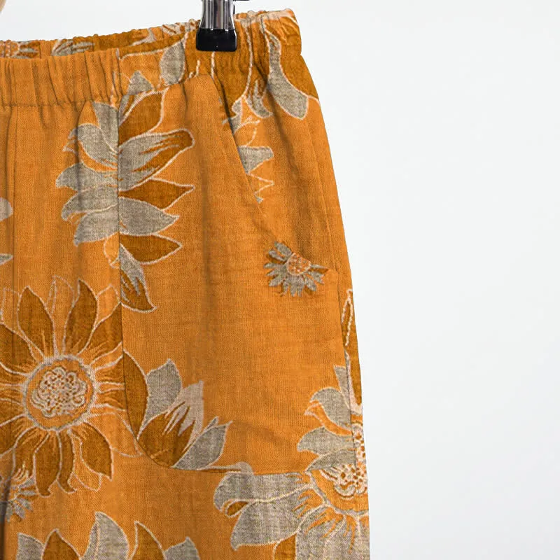 Orientalisches Sonnenblumen-Baumwollpyjama-Set