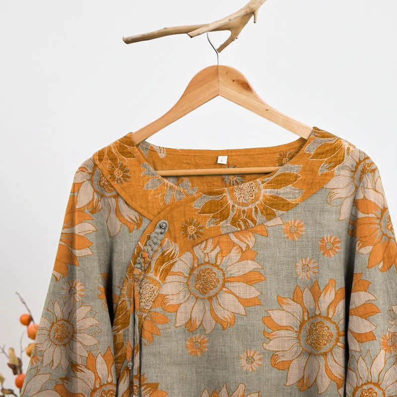 Orientalisches Sonnenblumen-Baumwollpyjama-Set
