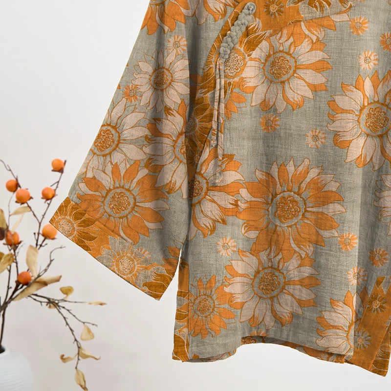 Orientalisches Sonnenblumen-Baumwollpyjama-Set