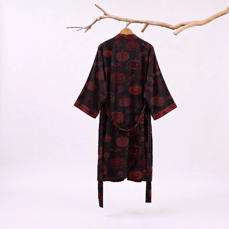 Gruseliger Kürbis-Bonbon-Baumwollkimono