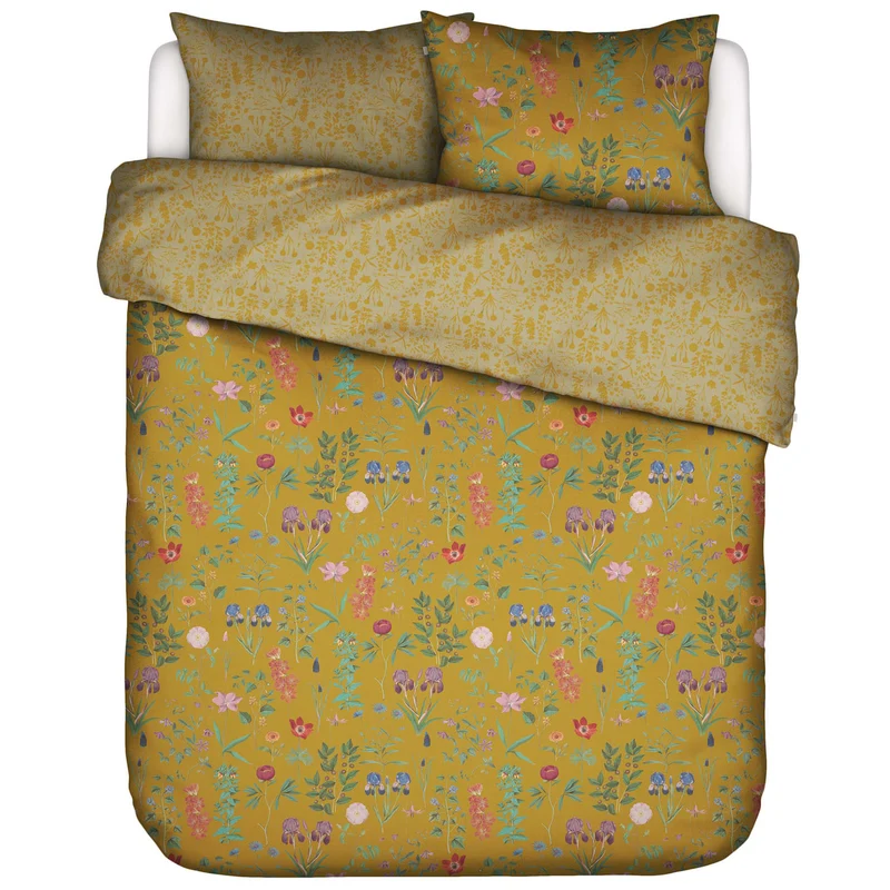 Essenza Marigold Flower Ochre Satin Bettwäschegarnitur