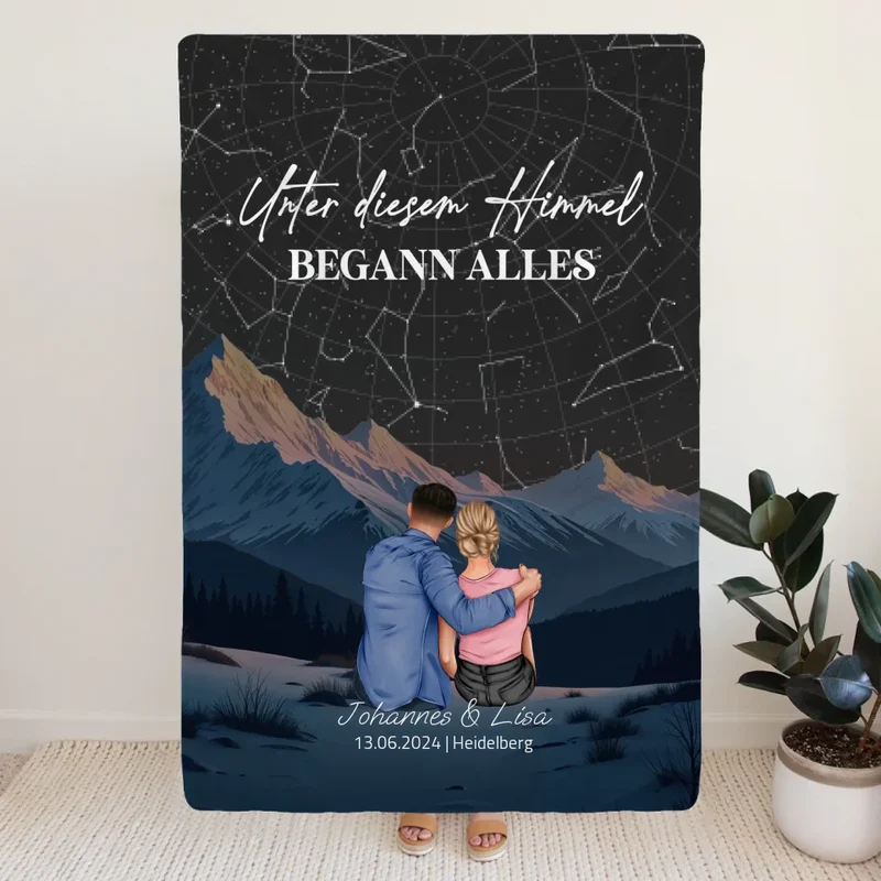 Personalisierte Decke - Unter diesem Himmel begann alles - Paar Decke
