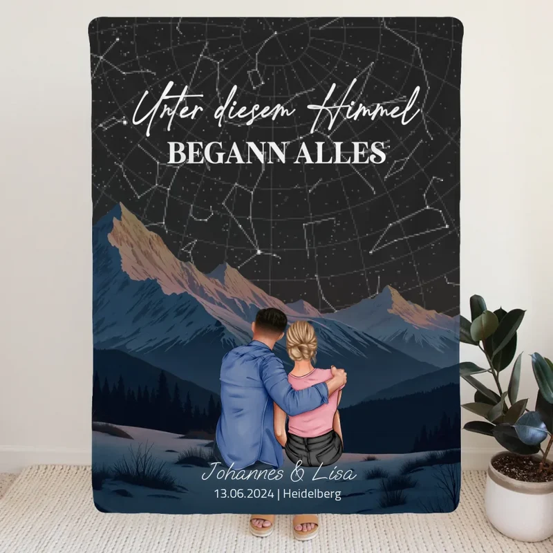 Personalisierte Decke - Unter diesem Himmel begann alles - Paar Decke