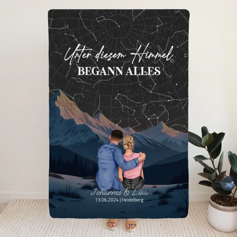 Personalisierte Decke - Unter diesem Himmel begann alles - Paar Decke