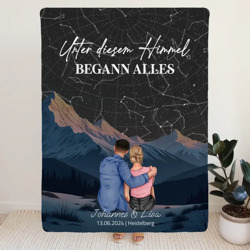 Personalisierte Decke - Unter diesem Himmel begann alles - Paar Decke