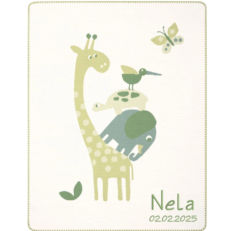 Kinder- & Babydecke mit Namen 75x100 cm – Made in Germany - Bauwoll-Mix