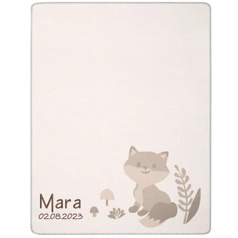 Kinder- & Babydecke mit Namen 75x100 cm – Made in Germany - Bauwoll-Mix