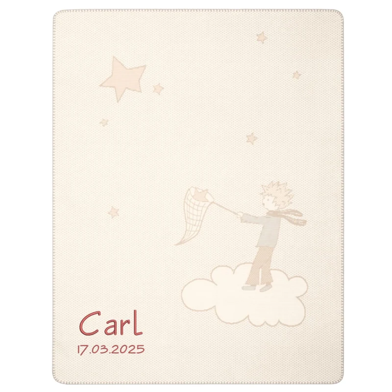 Kinder- & Babydecke mit Namen 75x100 cm – Made in Germany - Bauwoll-Mix