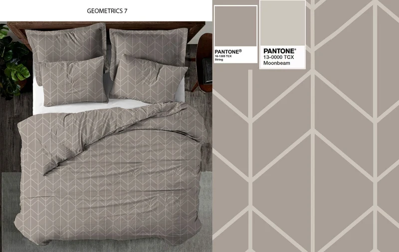 Living Dreams Satin-Bettwäsche Taupe/Geometrisch