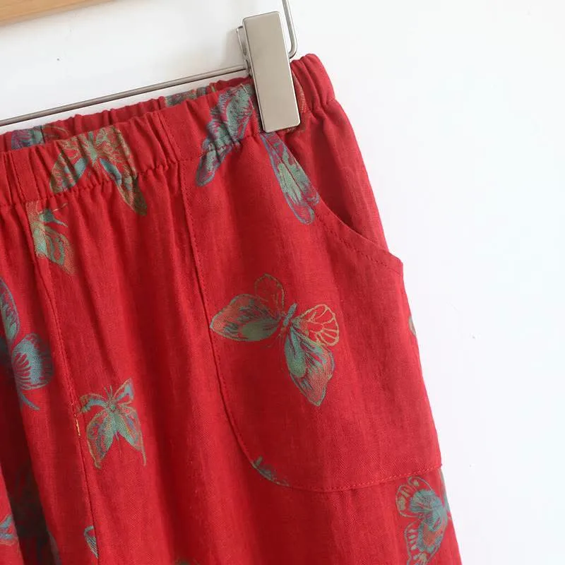 Vintage-Pyjama-Set aus Baumwolle mit Schmetterlingsmotiv und Froschknöpfen