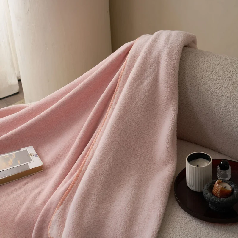Minimalistische, doppelseitige Sherpa-Fleece-Überwurfdecke