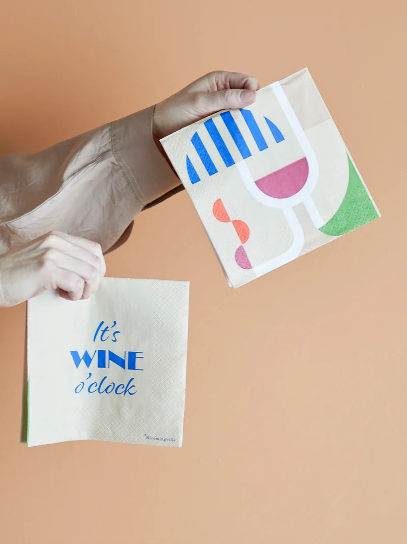 Wine Serviette, Blue, FSC® Mix, Papier