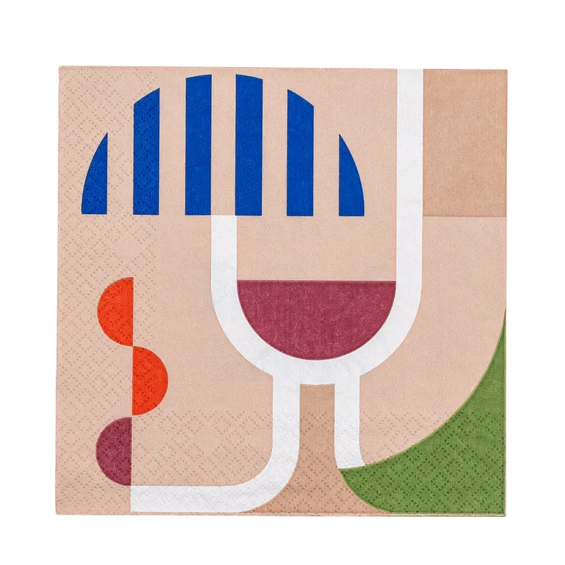 Wine Serviette, Blue, FSC® Mix, Papier