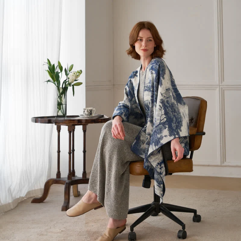 Vintage Dschungel-Toile Poncho-Schal