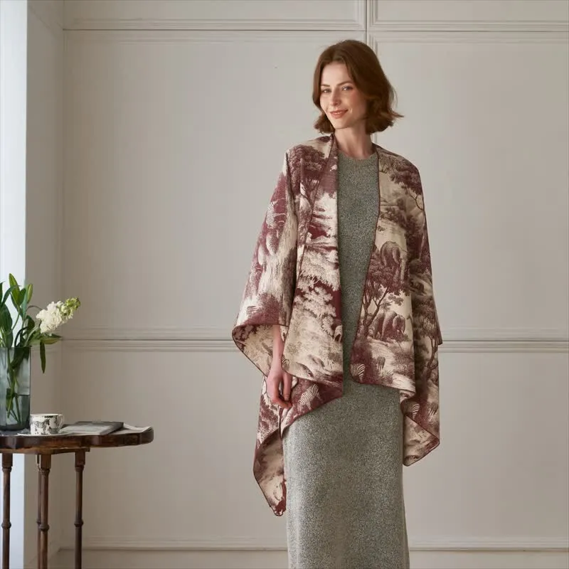 Vintage Dschungel-Toile Poncho-Schal