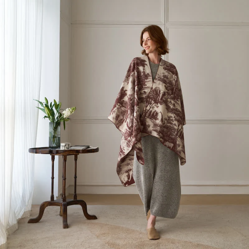 Vintage Dschungel-Toile Poncho-Schal