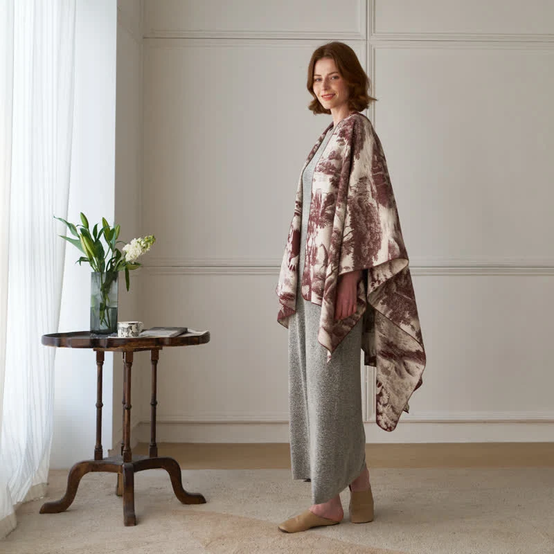 Vintage Dschungel-Toile Poncho-Schal