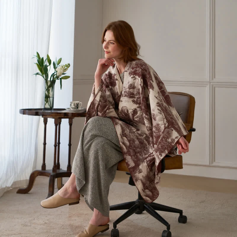 Vintage Dschungel-Toile Poncho-Schal