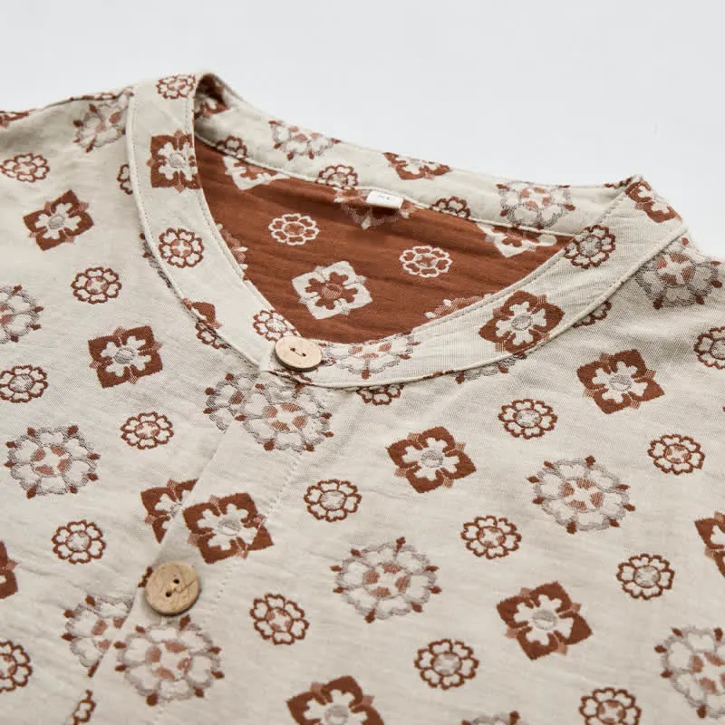 Retro-Pyjama-Set mit langen Ärmeln und geometrischem Muster