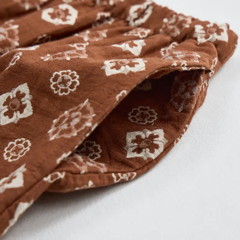 Retro-Pyjama-Set mit langen Ärmeln und geometrischem Muster