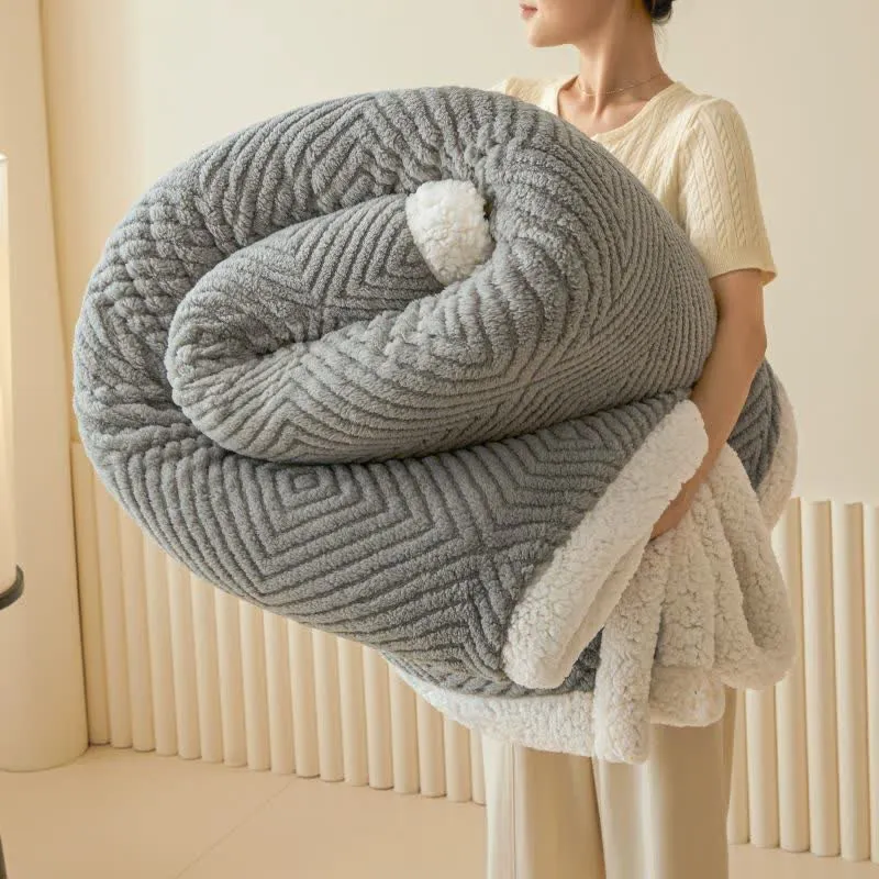 Geometrische Rautenmuster-Korallenfleece-Überwurfdecke