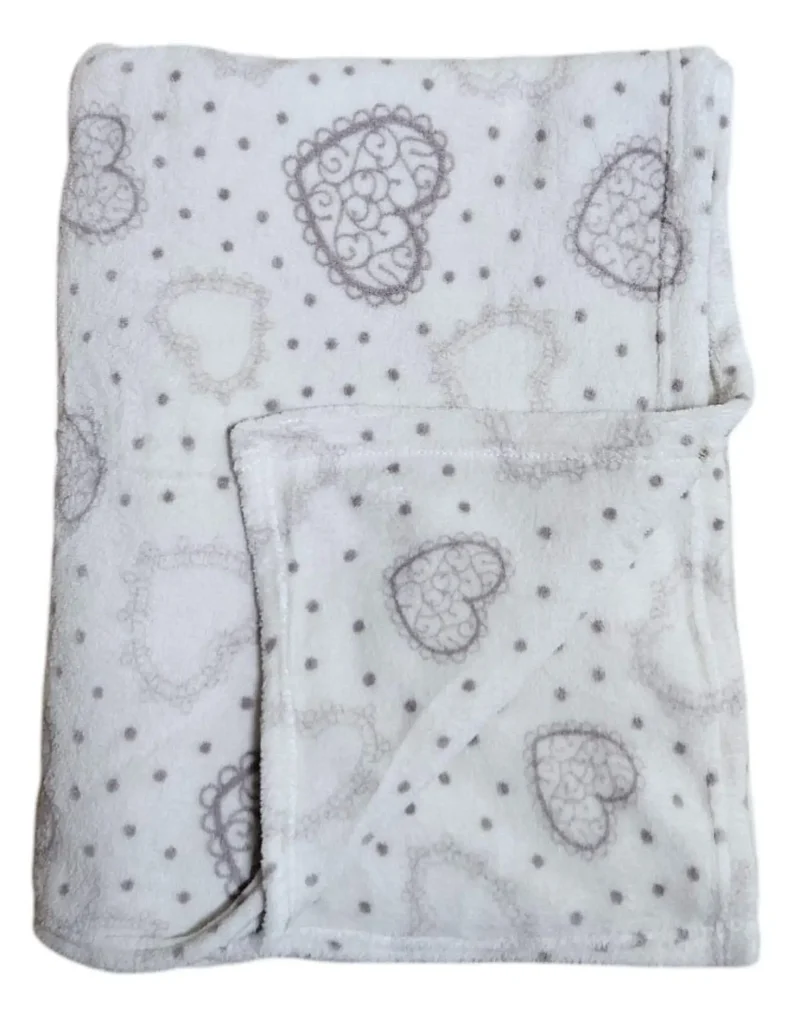 Kuscheldecke Decke Tagesdecke Herz 150x200 cm Creme Grau Beige Rot Wohndecke