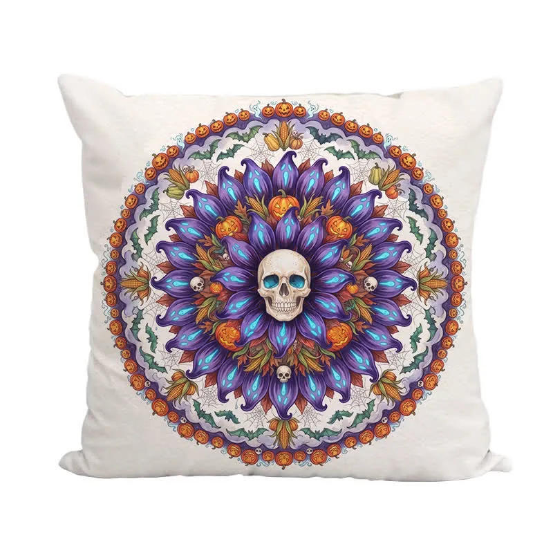 Halloween Gothic Totenkopf Mandala Kissenbezug