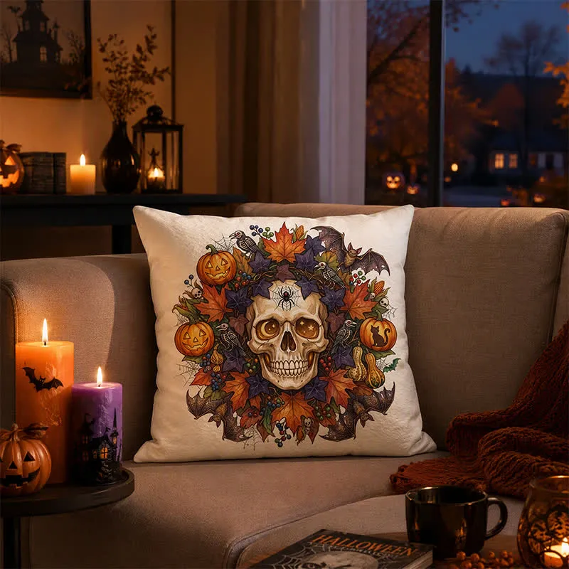Vintage Gothic Halloween Totenkopf Kissenbezug