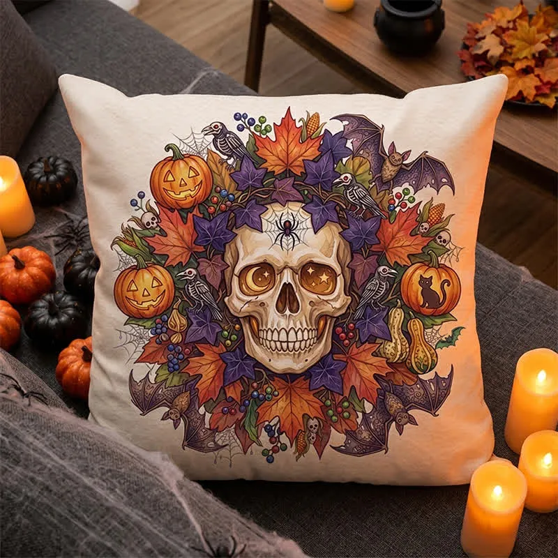 Vintage Gothic Halloween Totenkopf Kissenbezug